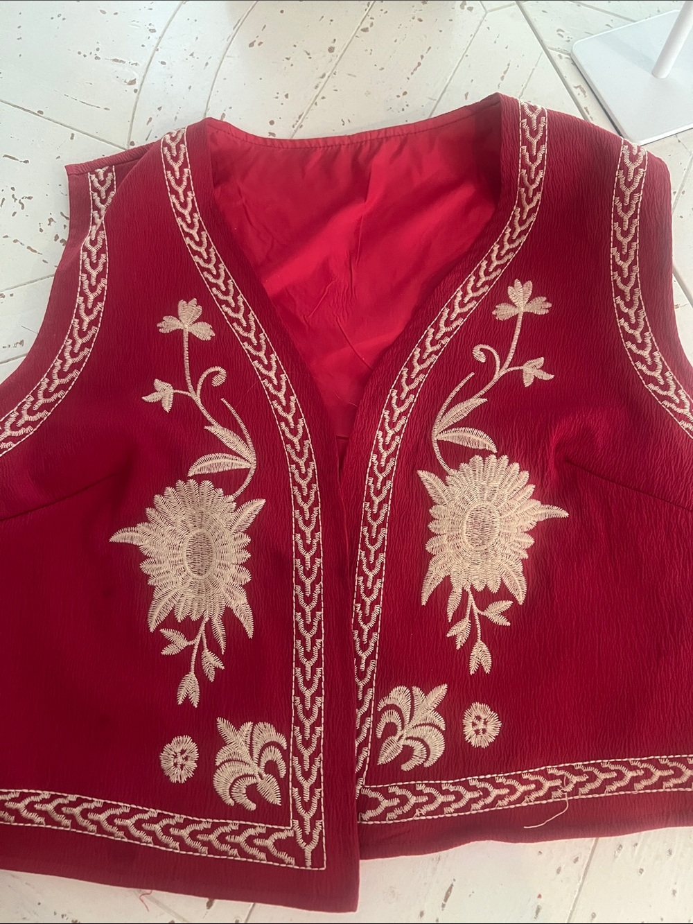 Embroidered Red Women's Vest
